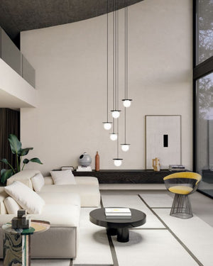 Italian Glass Orb Cluster Pendant | 6 Light | Black| Living Area 