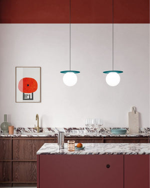 Italian Glass Orb Pendant Light | Water Blue
