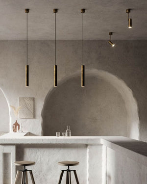 Italian Iron or Brass Tubular Pendant Light | Iron