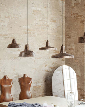 Italian Iron Vintage Pendant over a dining table with a mix of other pendants