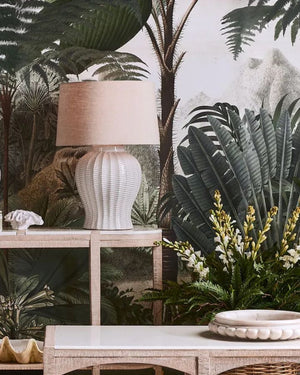 Ivory Ceramic and Linen Table Lamp | Lighting Collective