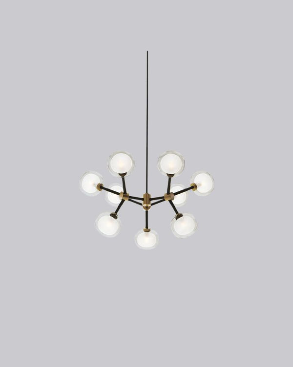 9 Light / Clear / Brushed Brass