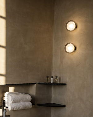 Layered Glass Orb Wall Light | Smoke Glass | Brass Fixture