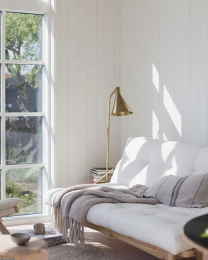 Marble Aged Brass Floor Lamp