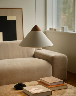 Metal & Wood Pendant Light | White