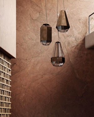 Micro-Perforated Brass Geometric Pendant