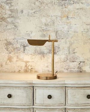 Mid-Century Modern Brass Geometric Table Lamp | Lighting Collective