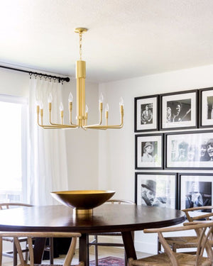 Mid-Century Modern Candelabra Chandelier | 10 Light | Brass