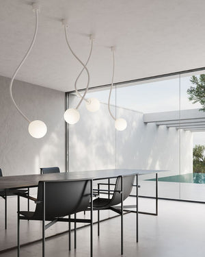 Minimalist Flexible Arm and Orb Pendant Light