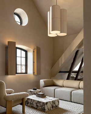 Minimalist Linen Trio Cluster Pendant | Hashira | Lighting Collective