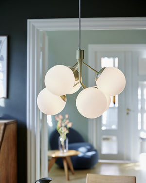 Modern 6-Globe Chandelier | Brass