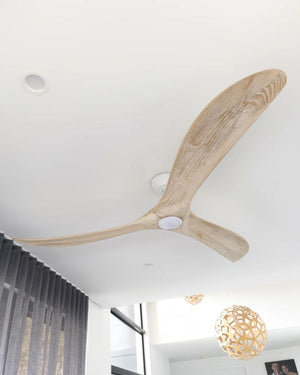 Modern Ceiling Fan with Light | Kirra DC | ThreeSixty | Washed Oak | White