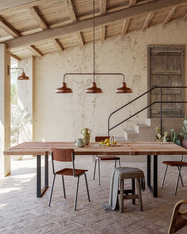 Modern Italian Industrial Three Light Pendant Light