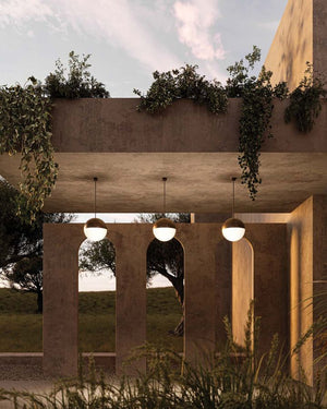Outdoor Antique Brass Spherical Pendant Light