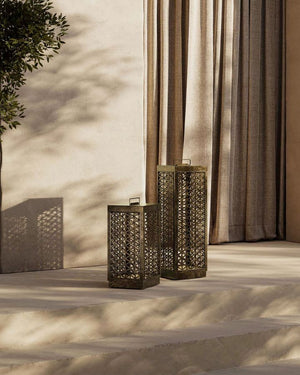 Outdoor Mediterranean Perforated Brass Floor Lamp
