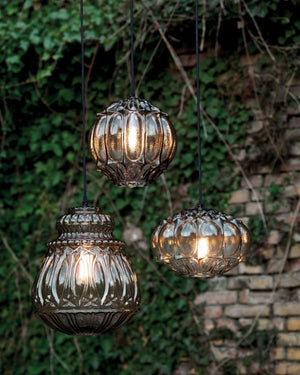 Outdoor Sculptural Glass Pendant | Smoke