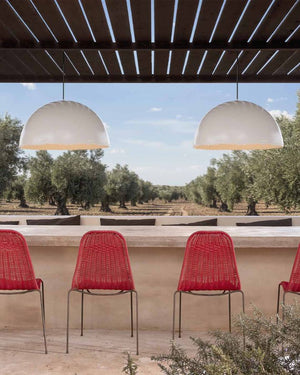 Outdoor White Fibreglass Semi-Sphere Pendant