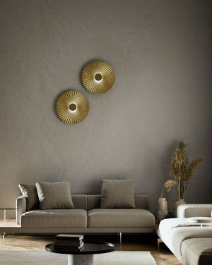 Pleated Brass Wall Light 