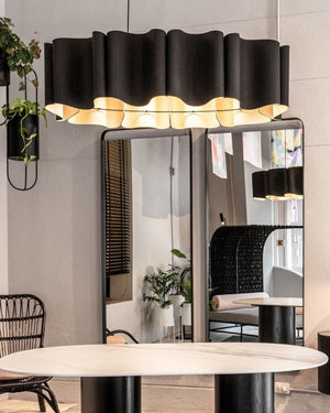 Pleated Oval Timber Pendant | Medium | Ebony