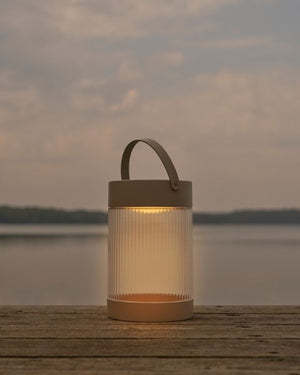 Portable Reeded Shade Table Lamp | Beige