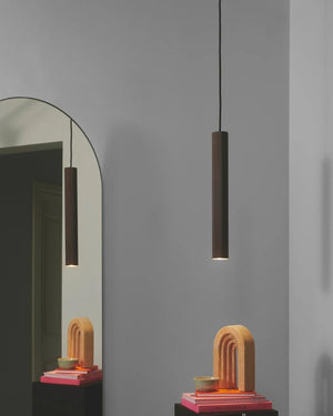 Reeded Metal Vertical Pendant | Brown | Lighting Collective