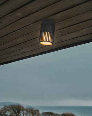 Ribbed Aluminium Cylindrical Ceiling Light | Anthracite | Lighting Collective