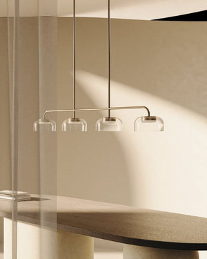 Rounded Glass Linear Pendant Light | Aged Gold