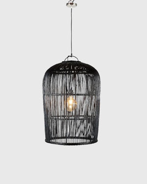 Rustic Black Wicker Pendant | Lighting Collective