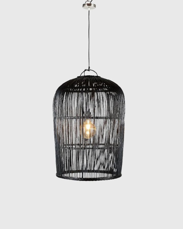 Rustic Black Wicker Pendant