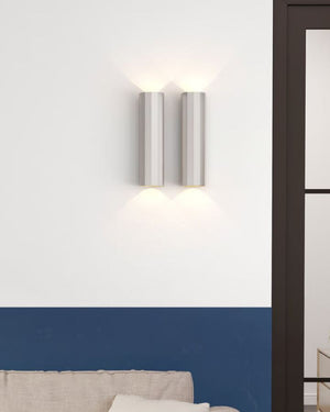 Sleek Cylindrical Aluminium Wall Light | Nickel | Lighting Collective