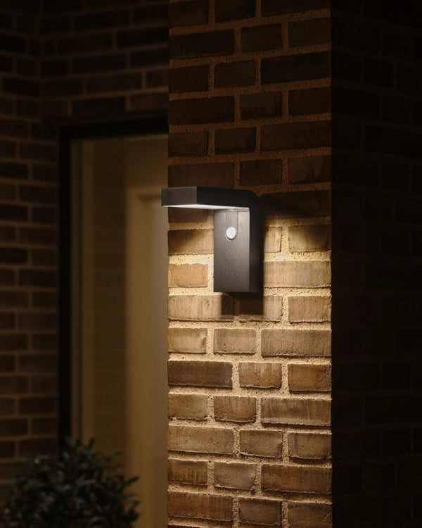Solar Black Angled Wall Light