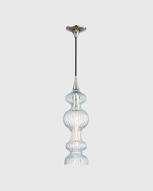 Spindle-Blown Ribbed Pendant | Nickel