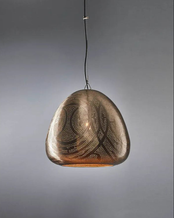 Textured Dome Hanging Nickel Pendant Light