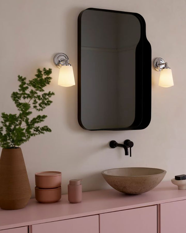 Transitional Chrome & Opal Glass Wall Light