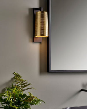 Transitional Slim Wall Light | Bronze | Brass Shade | Lighting Collective