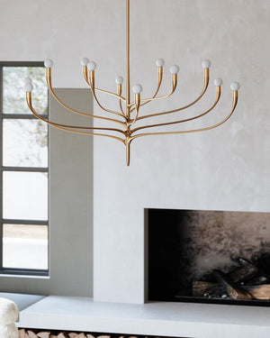 Vintage Gold Leaf Twelve Light Chandelier