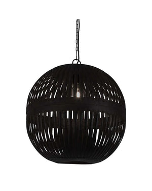 Woven Iron Stripes Ball Pendant | Black | Lighting Collective