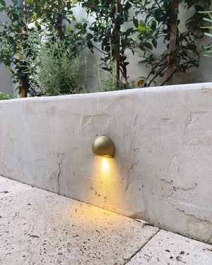LED Surface Mount Eyelid Step Light | TRIColour | Brass | Installed Outside