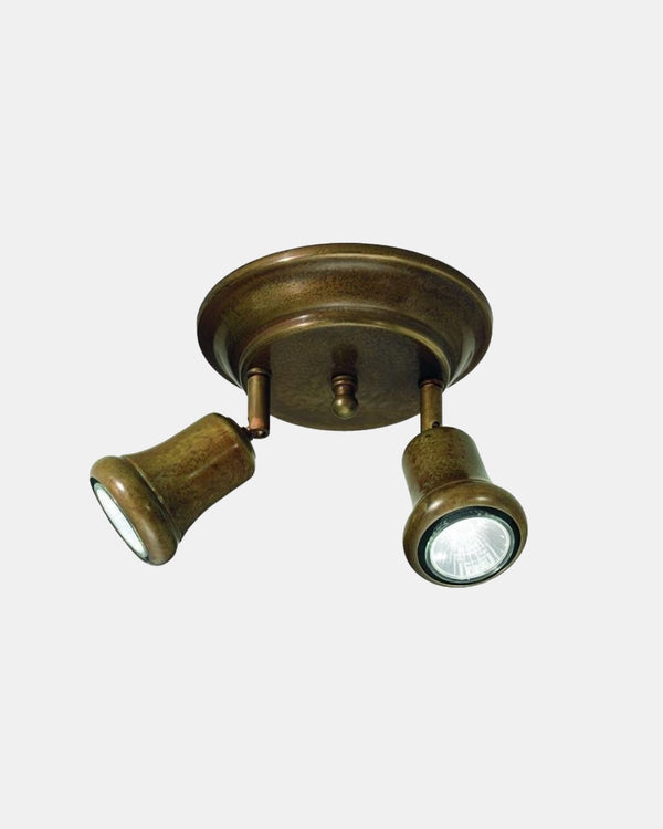 Two Light Antique Brass Spot Light | Italian Made