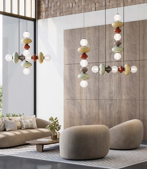 Colourful Stacked Glass Vertical Pendant