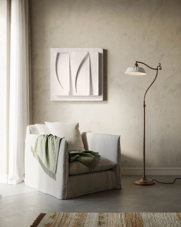 Italian Made Brass & Ceramic Traditional Floor Lamp