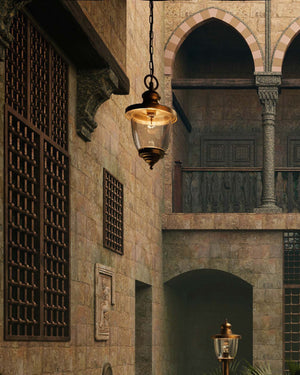 Traditional Italian Chain Pendant Seeded Displayed in a Spanish patio