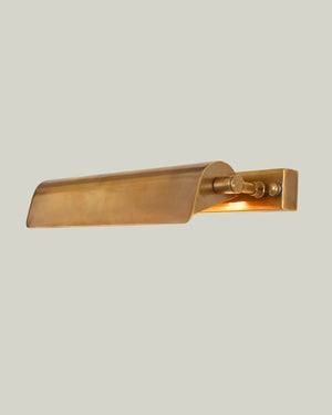 Linear Antique Brass Picture Light | Side View | Light On