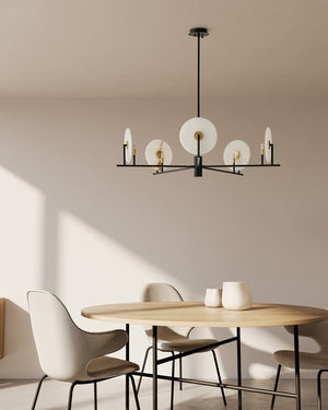 Matte Black Geometric Disc Chandelier-Lighting Collective