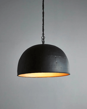 Matte Black Riveted Dome Pendant - Lighting Collective