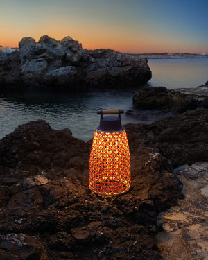 Exterior Woven Conical Portable Lamp | Red | Lighting Collective