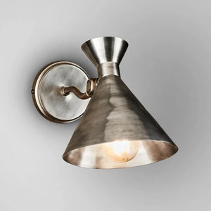 Mid-Century Conical Wall Lamp Antique Silver