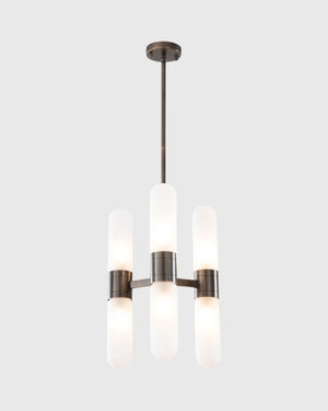 Mid-Century Modern Tubular 6 Light Pendant | Light On | Lighting Collective