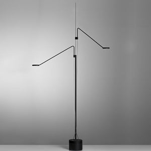 Minimal Adjustable Double Floor Light | Black | Lighting Collective