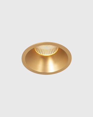 Round recessed downlight in brushed gold finish
